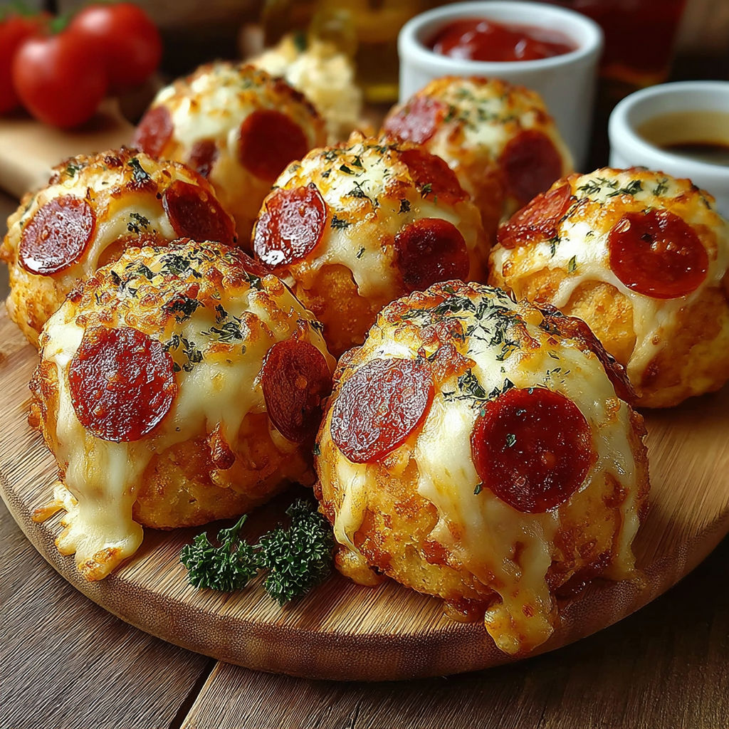 A plate of pepperoni pizza bombs.